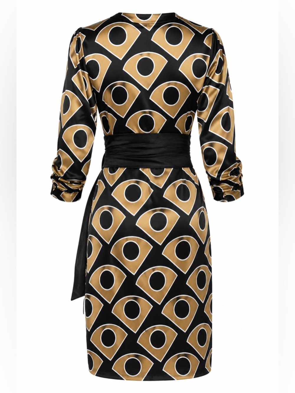 Diane von Furstenberg Lanii Silk Wrap Dress | Black & Gold Print | Size 8 - Picture 4 of 8